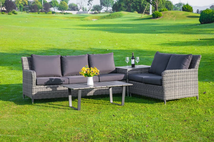 Set da tavolo da tè in polywood da 4 pezzi con scatola portaoggetti